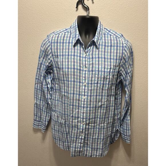 Vintage LL Bean Shirt Adult Large Blue‎ Plaid Check Cotton Men's Button Up - Picture 1 of 3